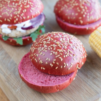 Red Burger Bun (Vegan) with Linseeds - 1 x 72